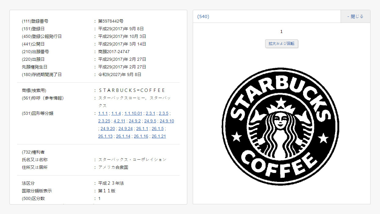 スターバックスのロゴ（図形と文字の結合） 